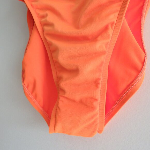 VINTAGE GOTCHA 90s Neon Orange Aztec Embroidered Open Back Swimsuit - Size S - Picture 6 of 15
